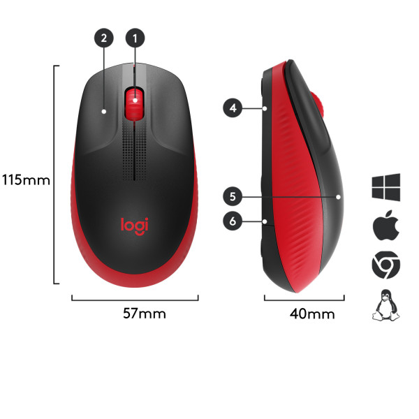 Logitech M190 - souris - rouge * 910-005908 *