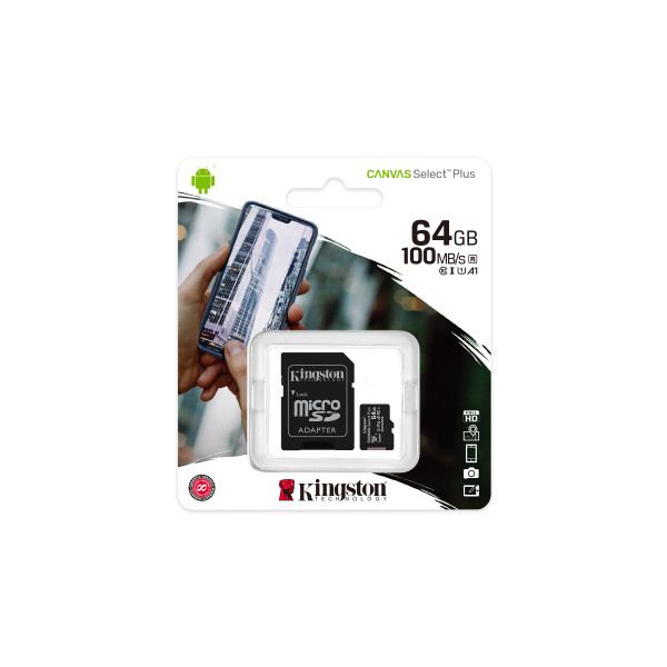 Carte Mémoire micro SD 64Go Canvas select plus +adapt SD* Kingston  SDCS2 64GB *