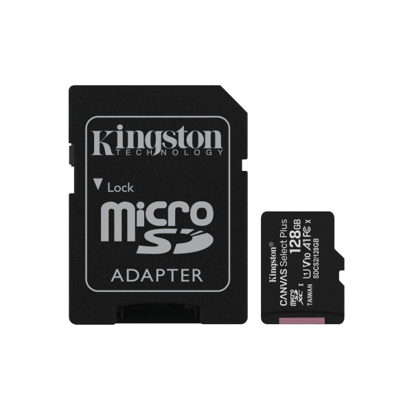 Carte Mémoire micro SD 128Go Canvas select plus+adapt SD* Kingston  SDCS2 128GB*