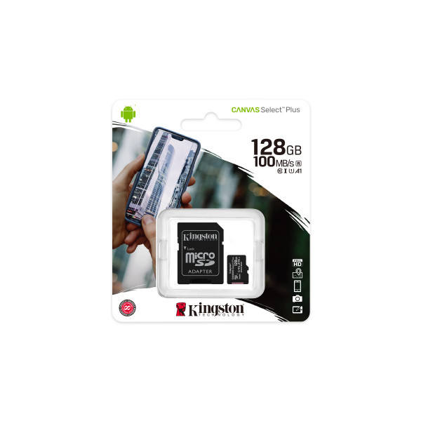 Carte Mémoire micro SD 128Go Canvas select plus+adapt SD* Kingston  SDCS2 128GB*