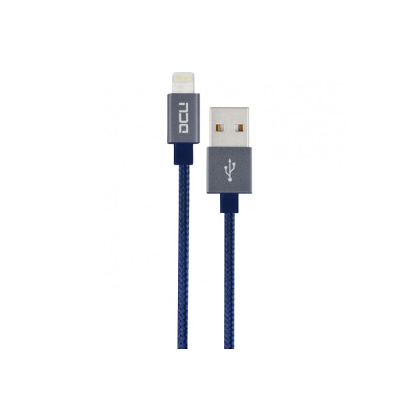 Cable USB - Lightning ( Iphone 5 et 6 ) boite bleu  alu cable 2M* DCU 34101250 *