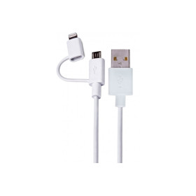 Cable USB - Lightning + micro USB boite Blanc  cable 1M * DCU 34101200 *