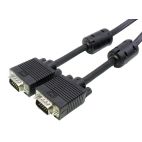 Cordon VGA à VGA Mâle-Mâle avec Ferrite Nickel Argenté 15M Boite * DCU 391150 *