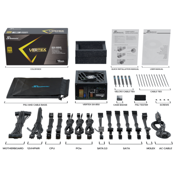 Alimentation Seasonic Vertex GX-850  850W Gold 80 Plus Full Modulaire ATX 3.0