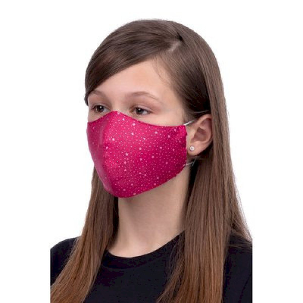 Masque profilé 100% Coton Enfant 3 à 12 ans motif étoile rose