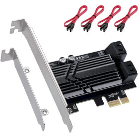 Carte PCIe SATA 4 Ports avec 4 câbles SATA