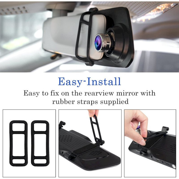 Retroviseur Voiture connecte Android 64go 4G Camera recul et avant dashcam 1080p