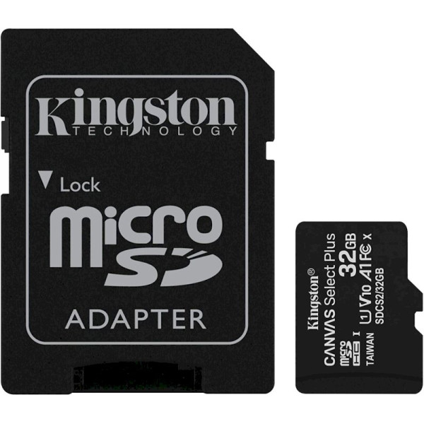 Carte Mémoire micro SD 32Go Canvas select plus +adapt SD* Kingston  SDCS2/32GB *