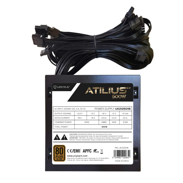 Alim Unykach ATX 500W -80 Plus - Ventilateur 120mm *Unykach UK212501 *